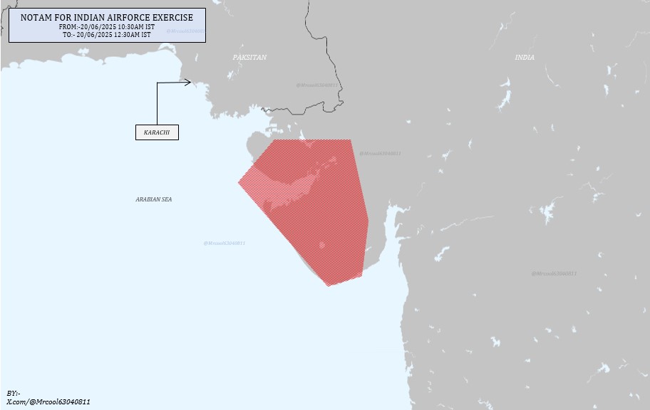 Indian Air Force Issues NOTAM for Border Exercise Near Pakistan
