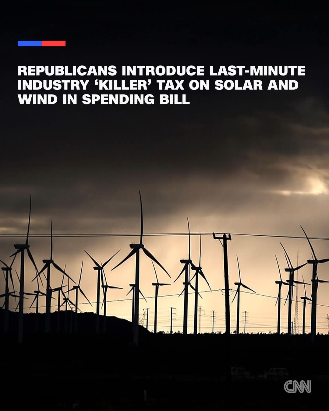Republicans introduce last minute industry "killer" tax on solar and wind in spending bill